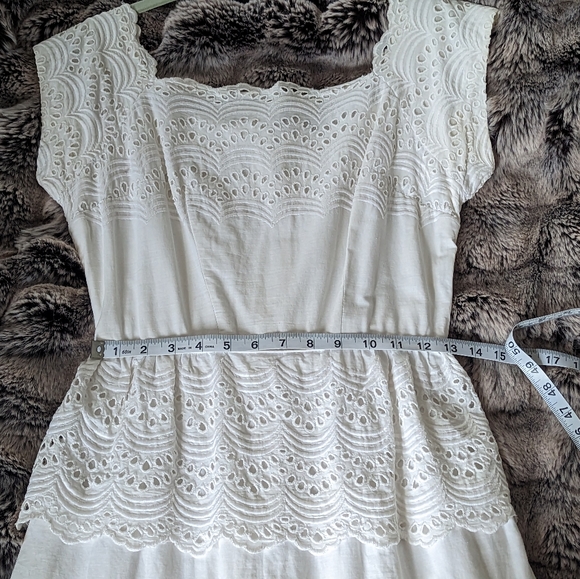 Women's 1950's Vintage white cotton lined lace dress xs/s EUC - Picture 3 of 16